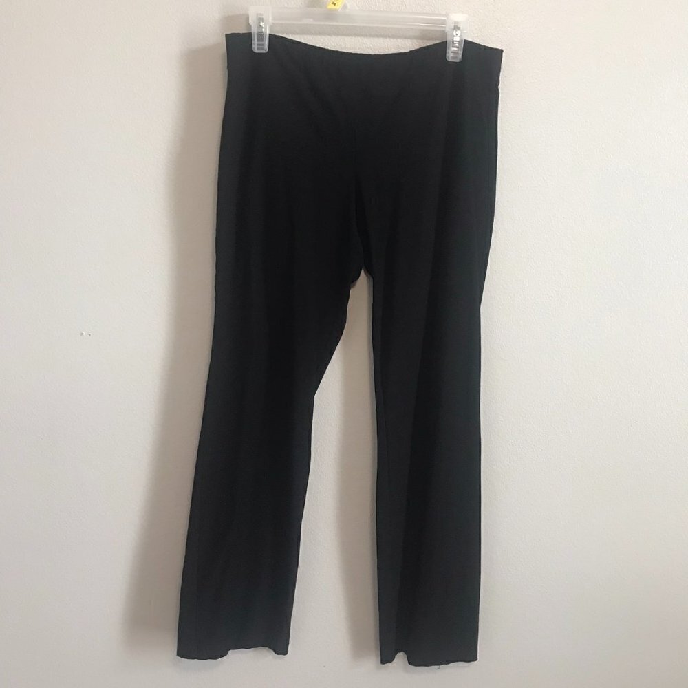 EILEEN FISHER Black Midrise Pull On Stretch Straight Leg Lounge Pants Size Med
